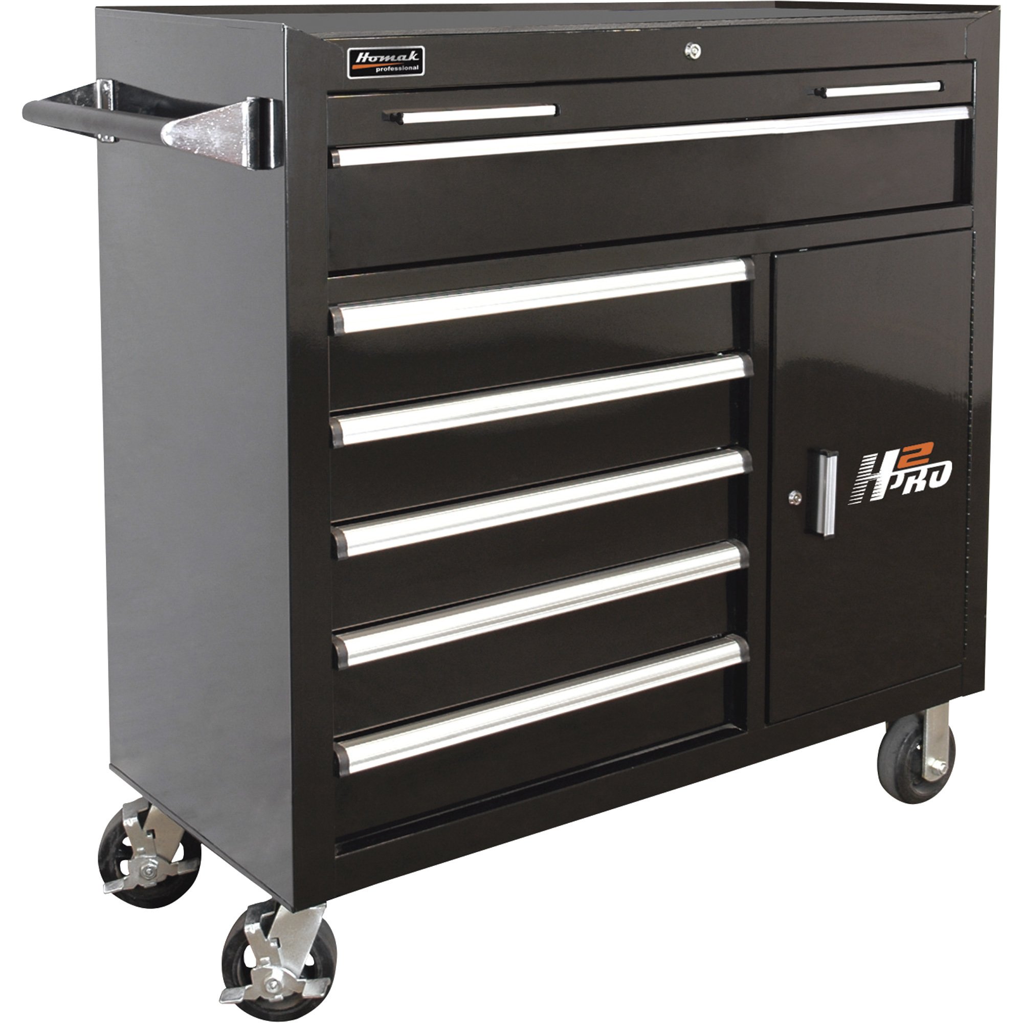 Homak H2PRO 41in. 6-Drawer Roller Tool Cabinet with 2 Compartment Drawers — 41 15/16in.W x 22 7/8in.D x 42 1/4in.H